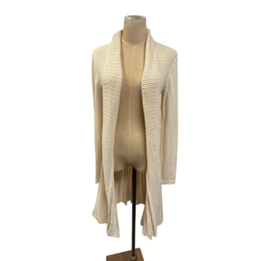 "LEO & NICOLE" 100% Cotton Cream Long Sweater SZ M Pleated Back Cottage Core